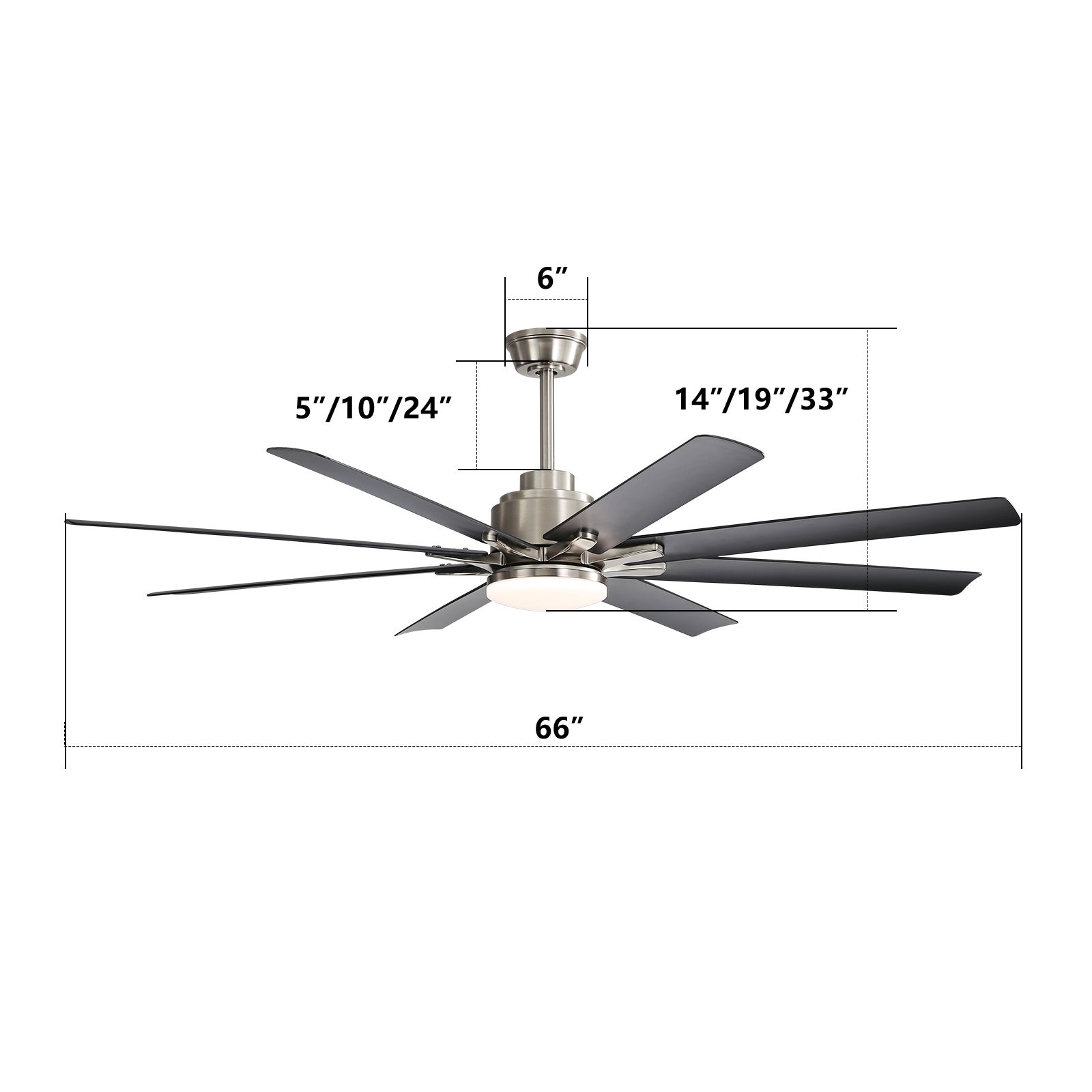 Ventilateur de Plafond 66 Pouces avec Lumière LED Dimmable 18W, Moteur DC Réversible et Commande Smart via App, Alexa et Google Home - 5