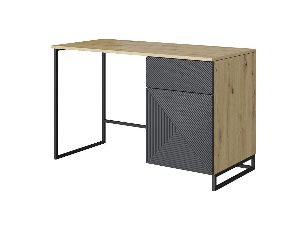 Bureau 1 porte et 1 tiroir ALICE pieds en métal BOBOCHIC Gris foncé ...