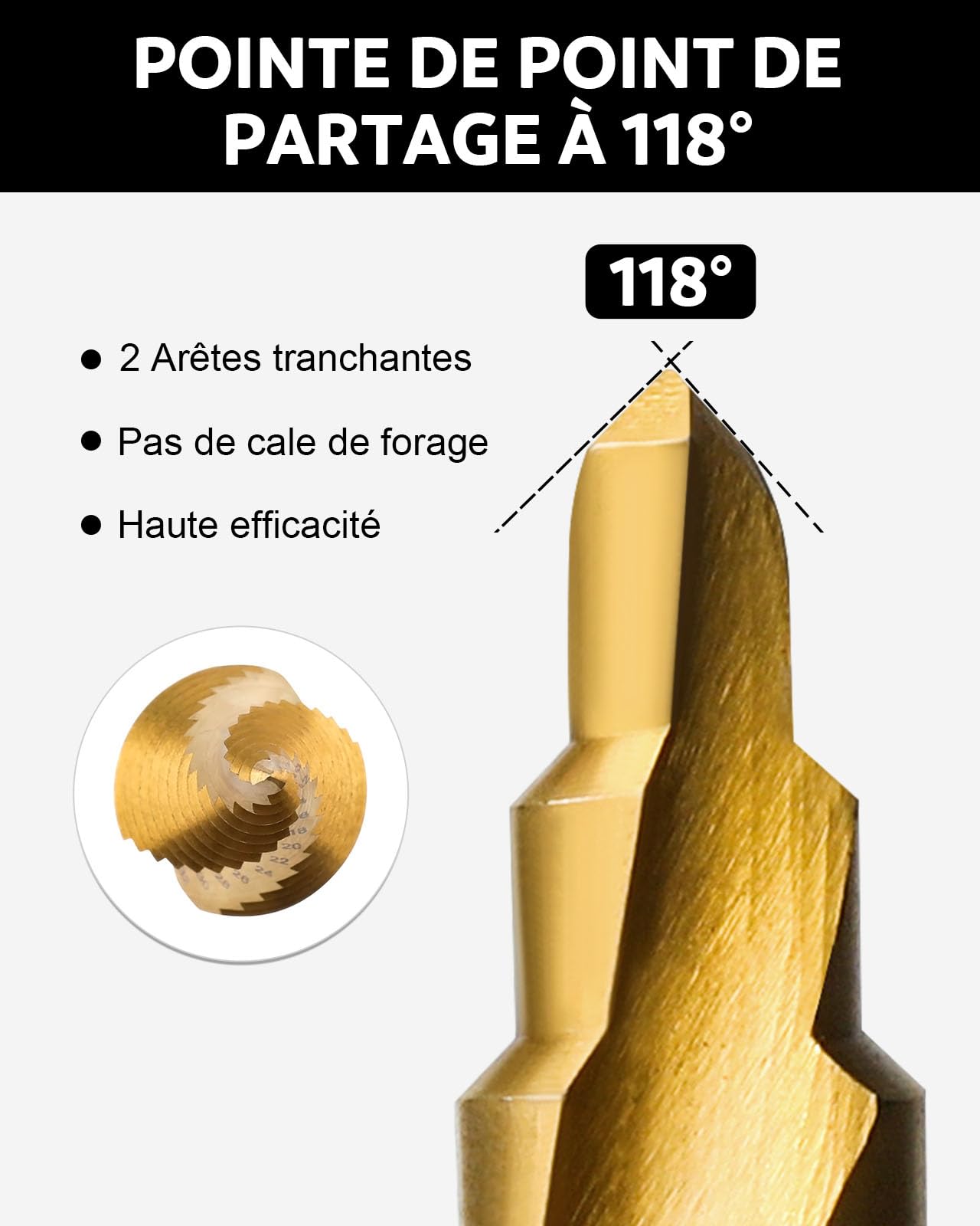Lot 3 Forets Fraises Étageuses Titane HSS 4-12/20/32 Mm - Perceuse Conique Pour Métal Bois Plastique Acier