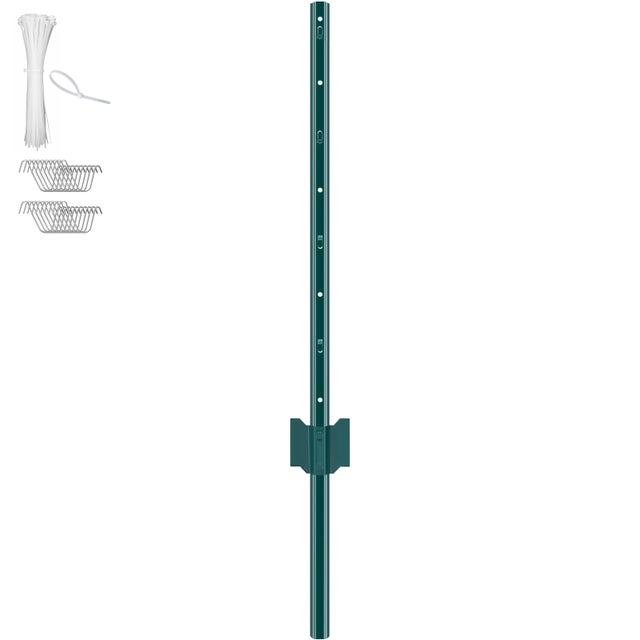 Poteaux de clôture de SucceBuy 3 pieds,lot de 10 poteaux en T en métal robuste pour jardins,cours,fermes,vert