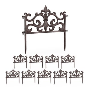 Relaxdays Recinzione Per Aiuole, Set Da 2, HxL: 36 X 17,5 Cm, Recinto, Pannelli Con Decorazioni Ghisa Nero 85215585
