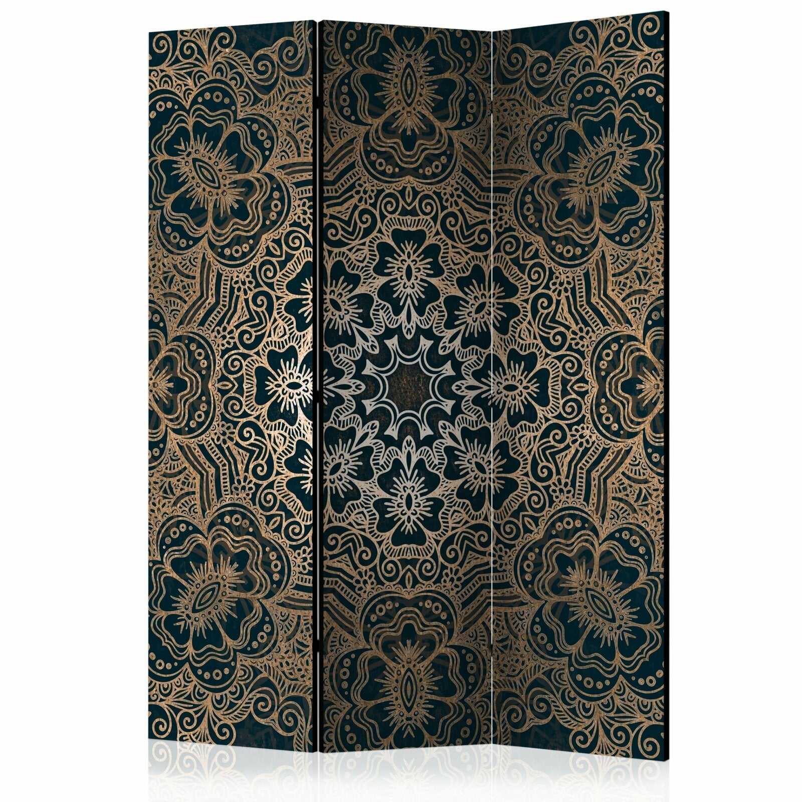 Paravent Bois 5 Panneaux 225x172 Cm - Style Oriental, Toile Italienne, Séparation D'espace Décorative