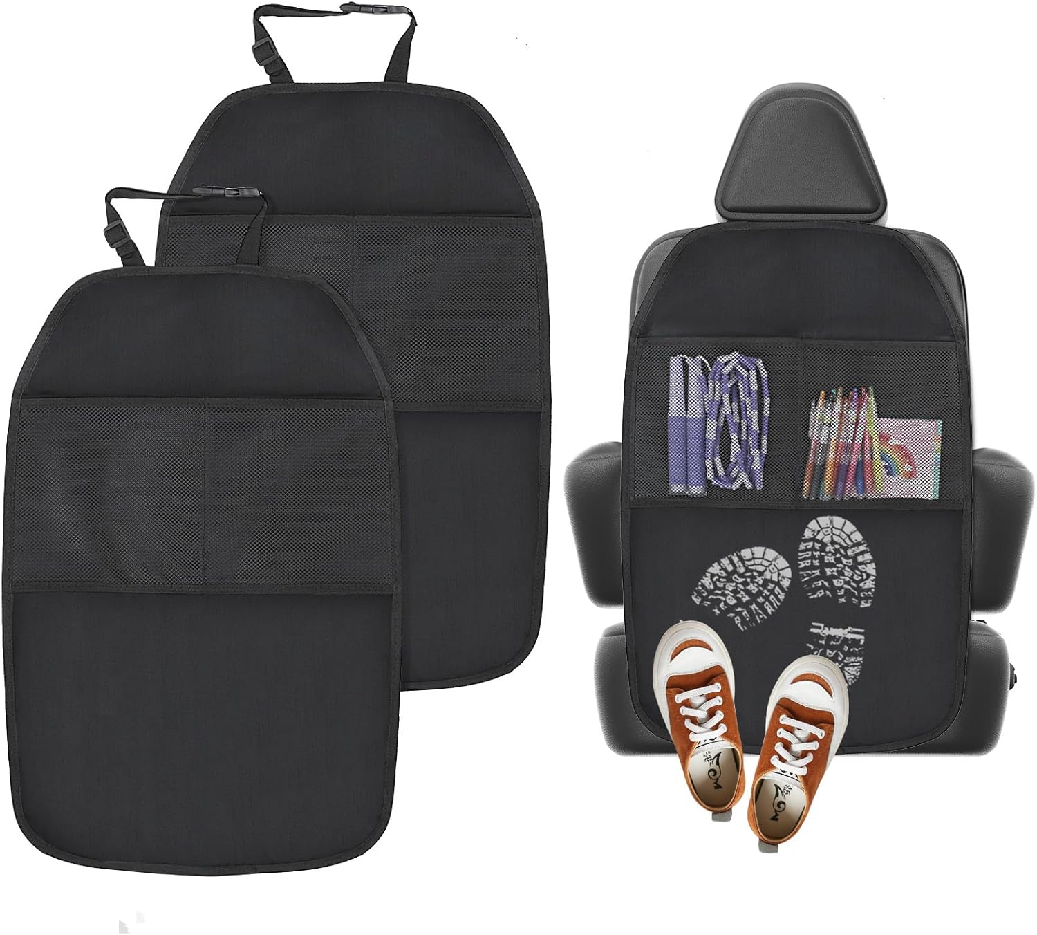 2-częściowy ochraniacz na oparcie fotela samochodowego, organizer samochodowy dla dziecka, wodoodporny i odporny na zabrudzenia ochraniacz na oparcie