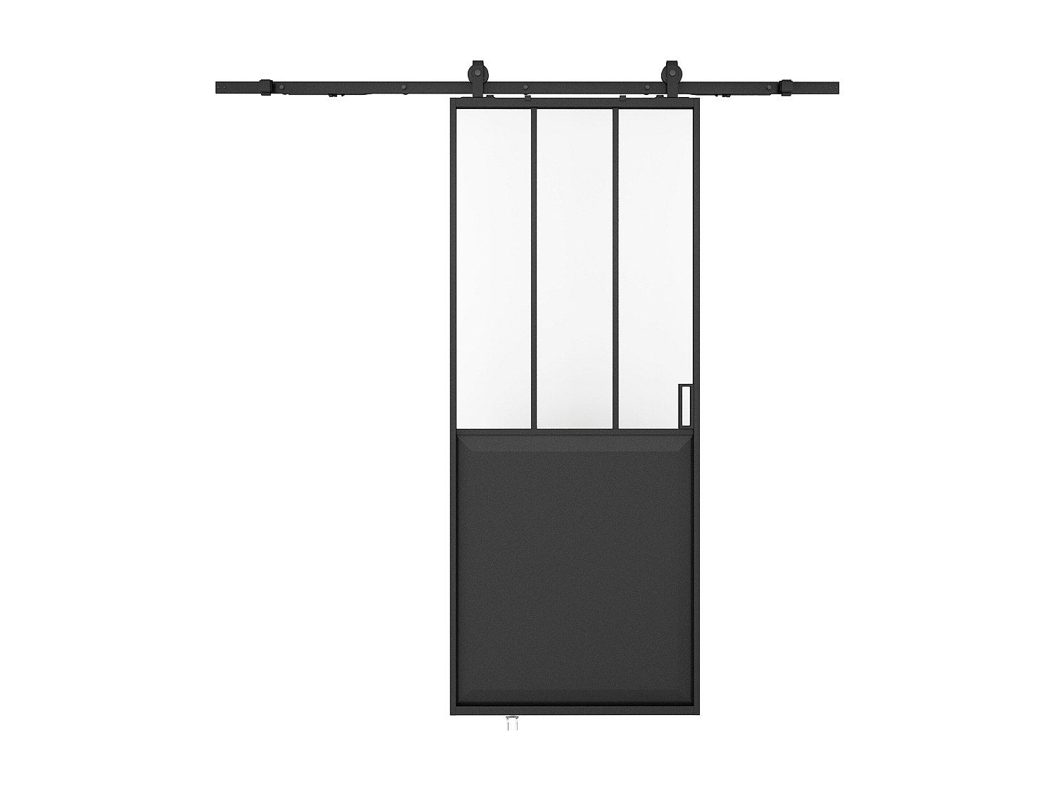 Drzwi przesuwne industrialne naścienne - Czarny i matowe szkło hartowane - wys. 205 cm x szer. 63 cm - ARTISTO II