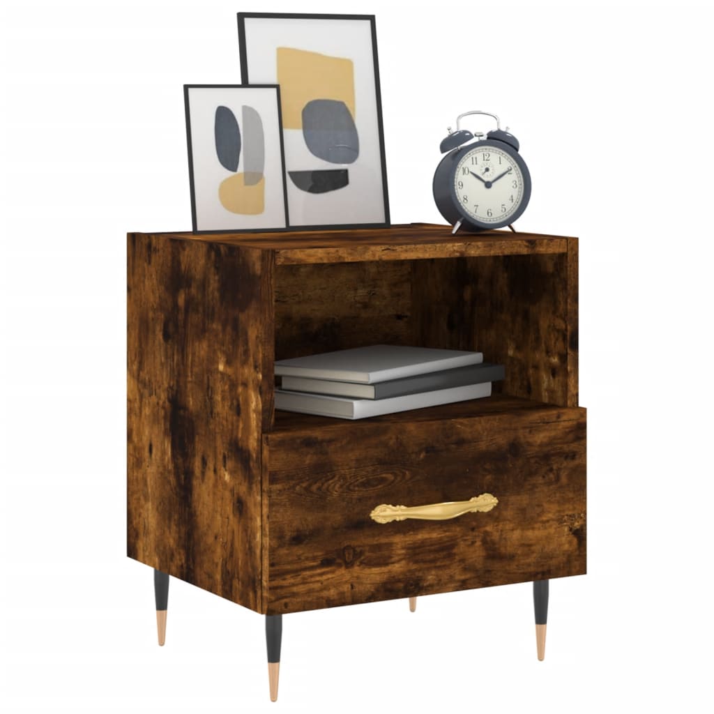 Maison Exclusive - Tables de chevet 2pcs chêne fumé 40x35x47,5cm bois d’ingénierie - 3