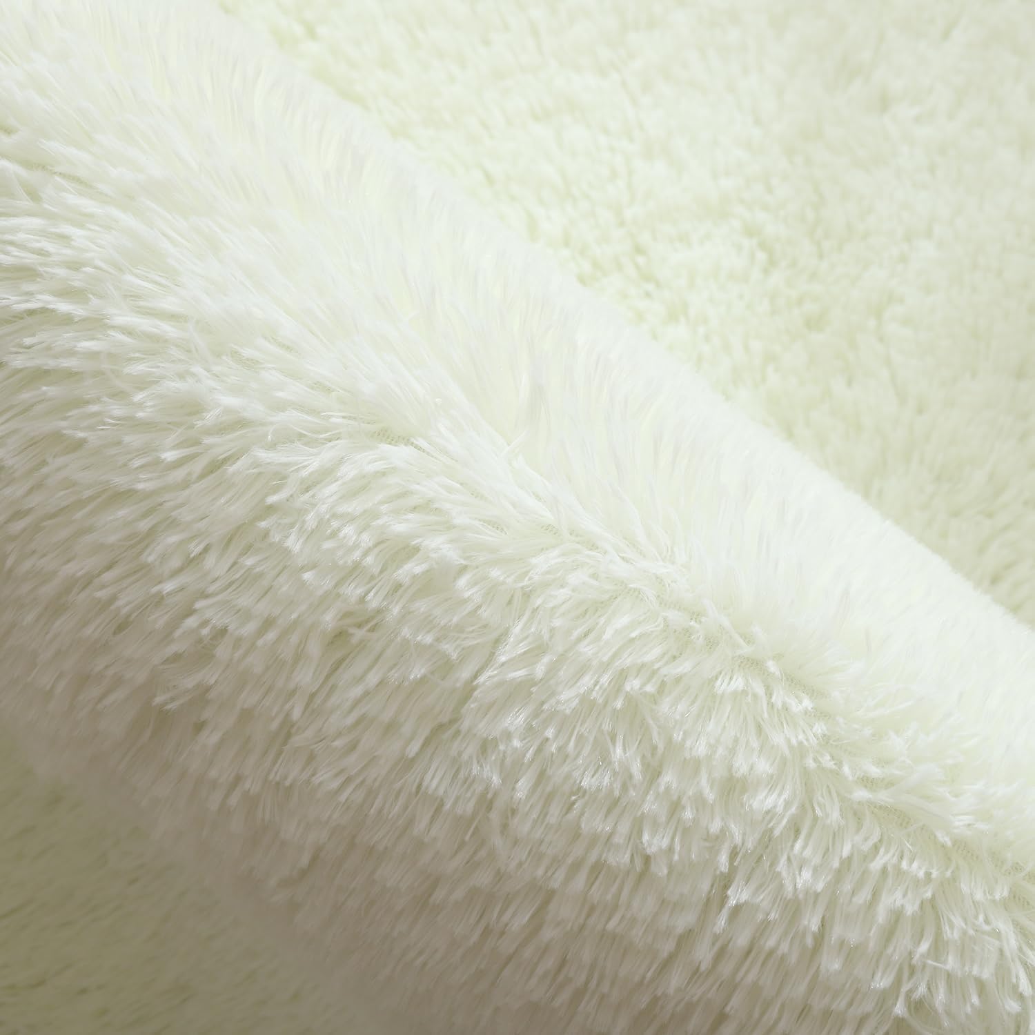 Tapis de salon chambre blanc, tapis de chambre en daim de 160 × 200 cm de long, tapis de chevet doux - 3