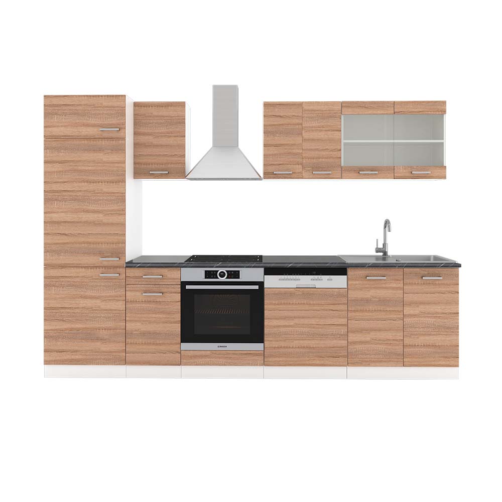Vicco Aneks kuchenny R-Line, Sonoma/Biały, 300 cm , BP Antracyt