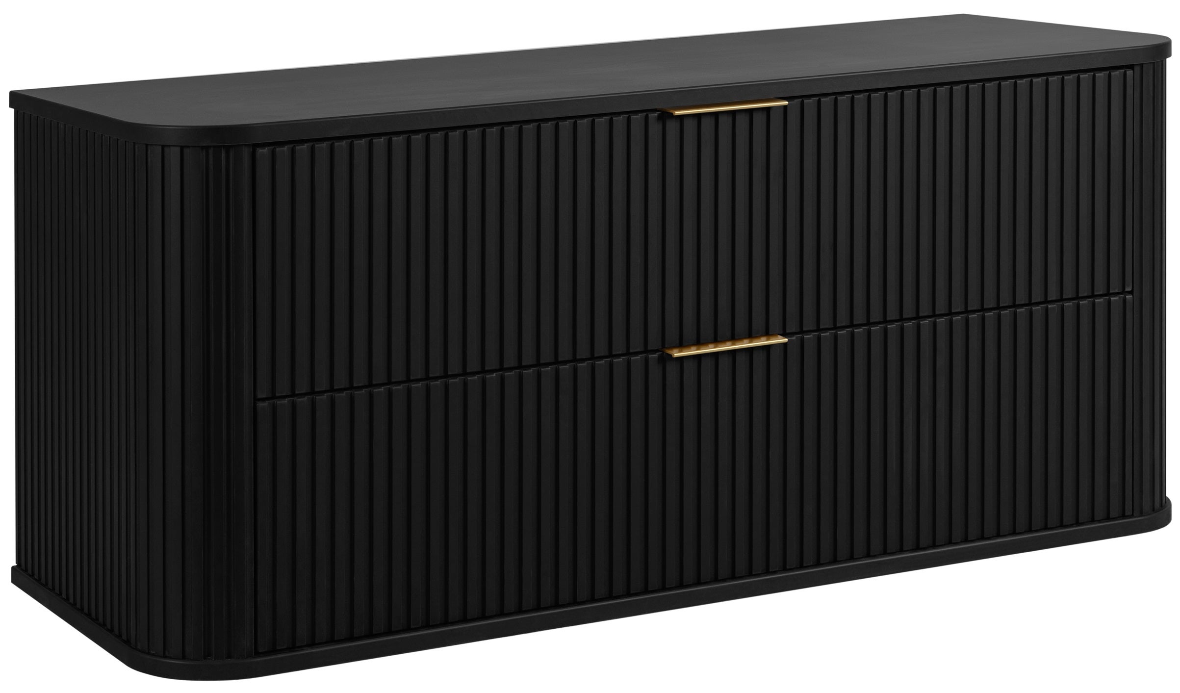 Szafka łazienkowa GLAMOUR 120 cm CZARNA wisząca ryflowana 2 szuflady SOFT CLOSE 2 kolory uchwytów