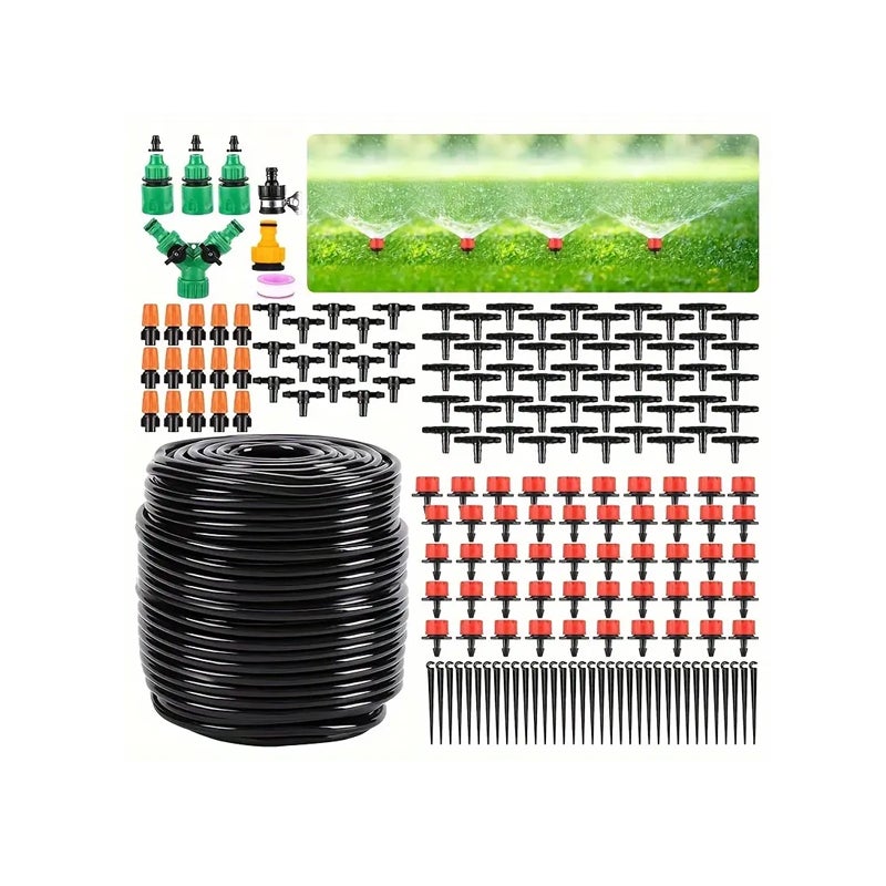 Zestaw do nawadniania kropelkowego 30 m 50, zawierający dyszę rozpylającą, emiter i akcesoria karbowane, automatyczne urządzenie do nawadniania DIY