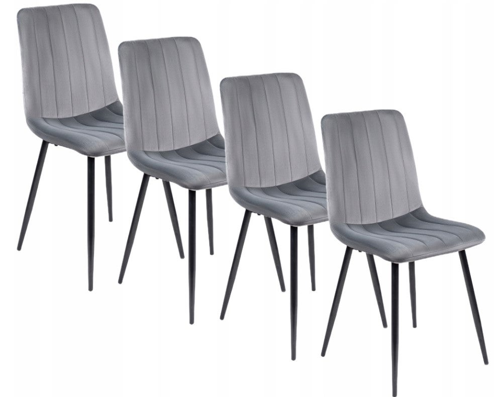 Zestaw 4x Krzesło IBIS Szare Welurowe Tapicerowane