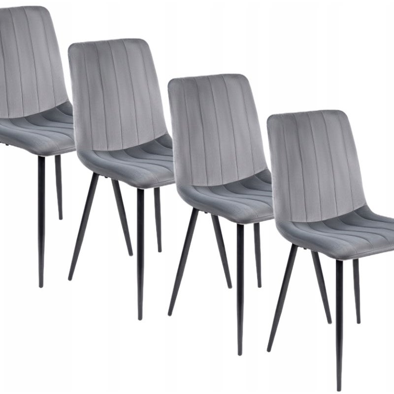 Zestaw 4x Krzesło IBIS Szare Welurowe Tapicerowane