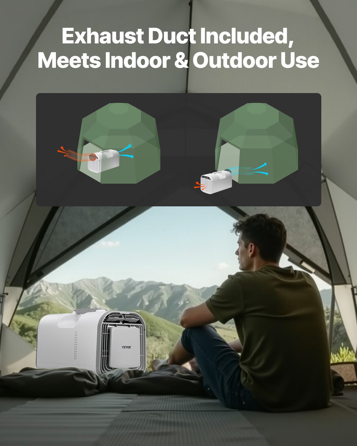 Ar Condicionado Portátil 4250 BTU, Climatizador de 3 Velocidades com Timer de 24H, Temperatura Ajustável de 16-32°C, Compatível AC/DC, Branco VEVOR - 6