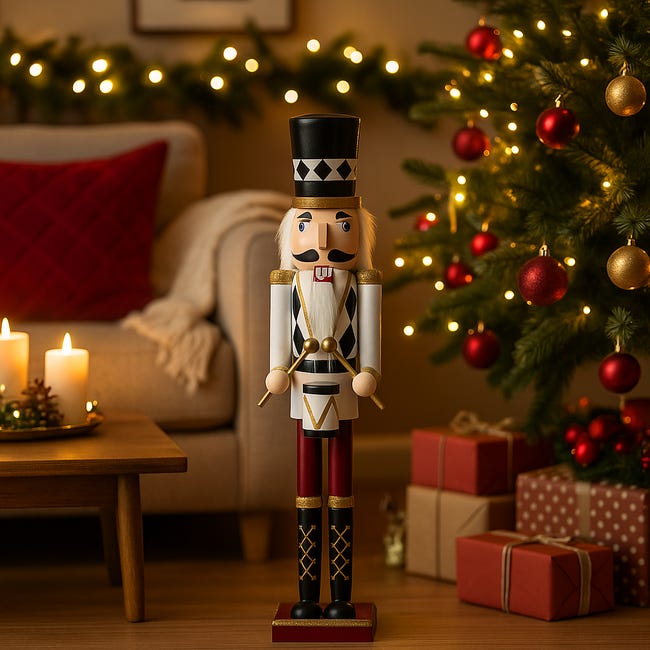 Timstor Soldat Casse-Noisette de Noël Nutcracker 122 cm Polyrésine Blanc et Or Timstor Soldat Casse-Noisette de Noël Nutcracker 122 cm Polyrésine Blanc et Or