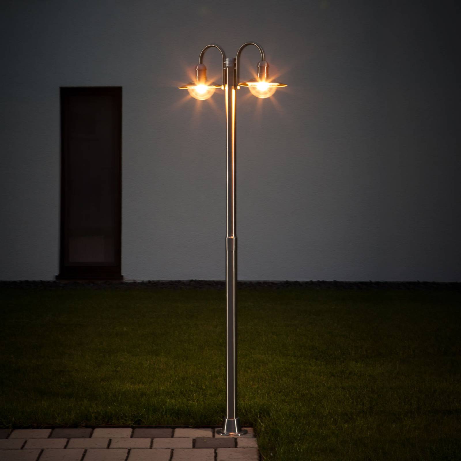 Lampione Lindby Damion, 200 cm, a 2 luci, E27, IP44, Candelabro, lampada da esterni - 2