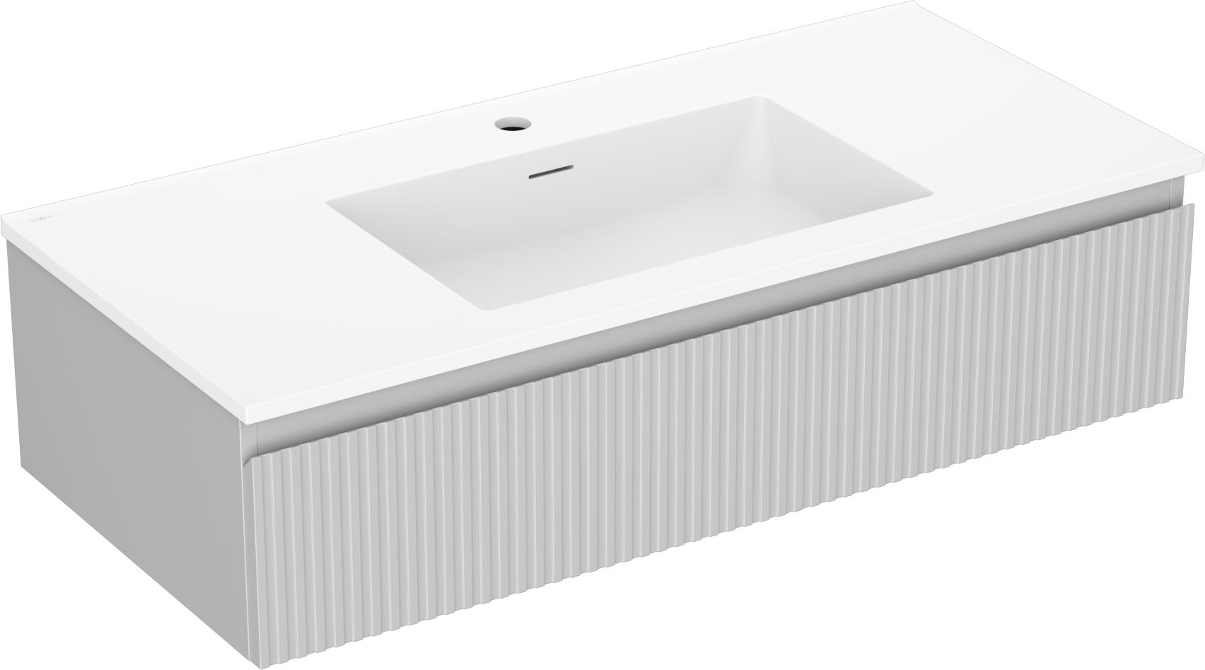 Mexen Rivel szafka łazienkowa 100 cm z umywalką Otis, 1 szuflada, ryflowana , szara mat/biała mat - 91A20-10023-1-BF62-W18M01