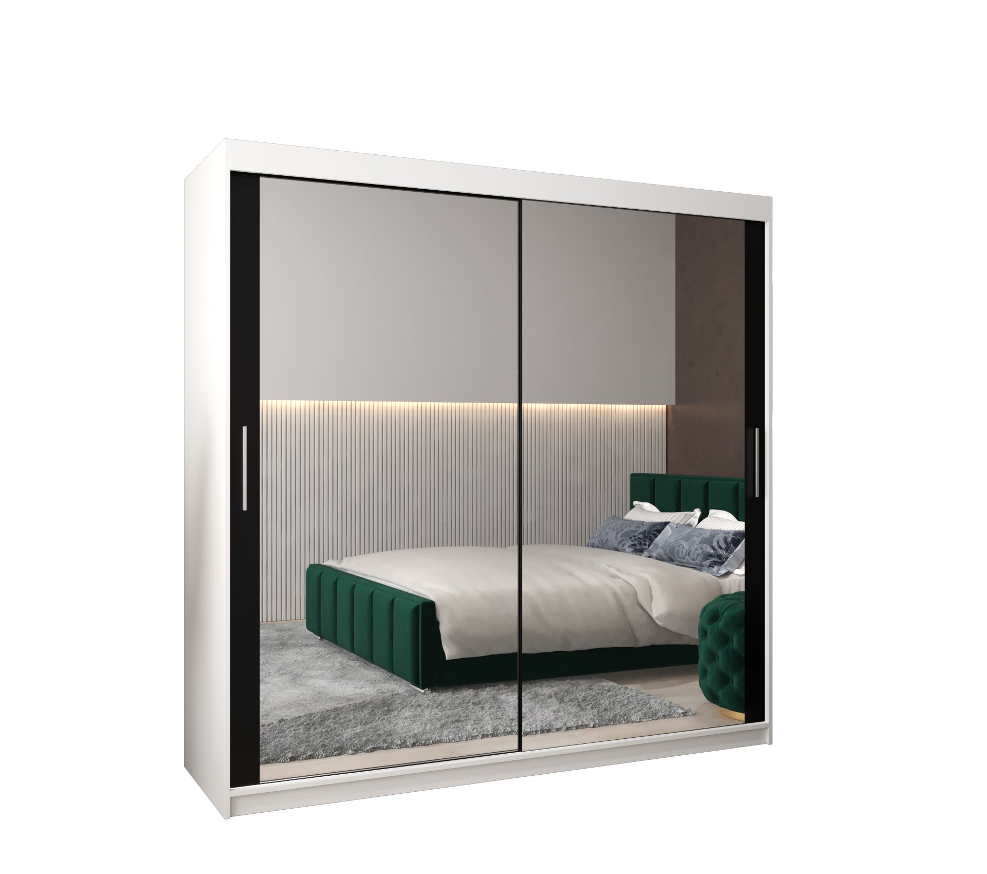 Szafa przesuwna garderoba TOKYO 3 200 x 62 x 200 cm Biały + Czarny - Abiks Meble