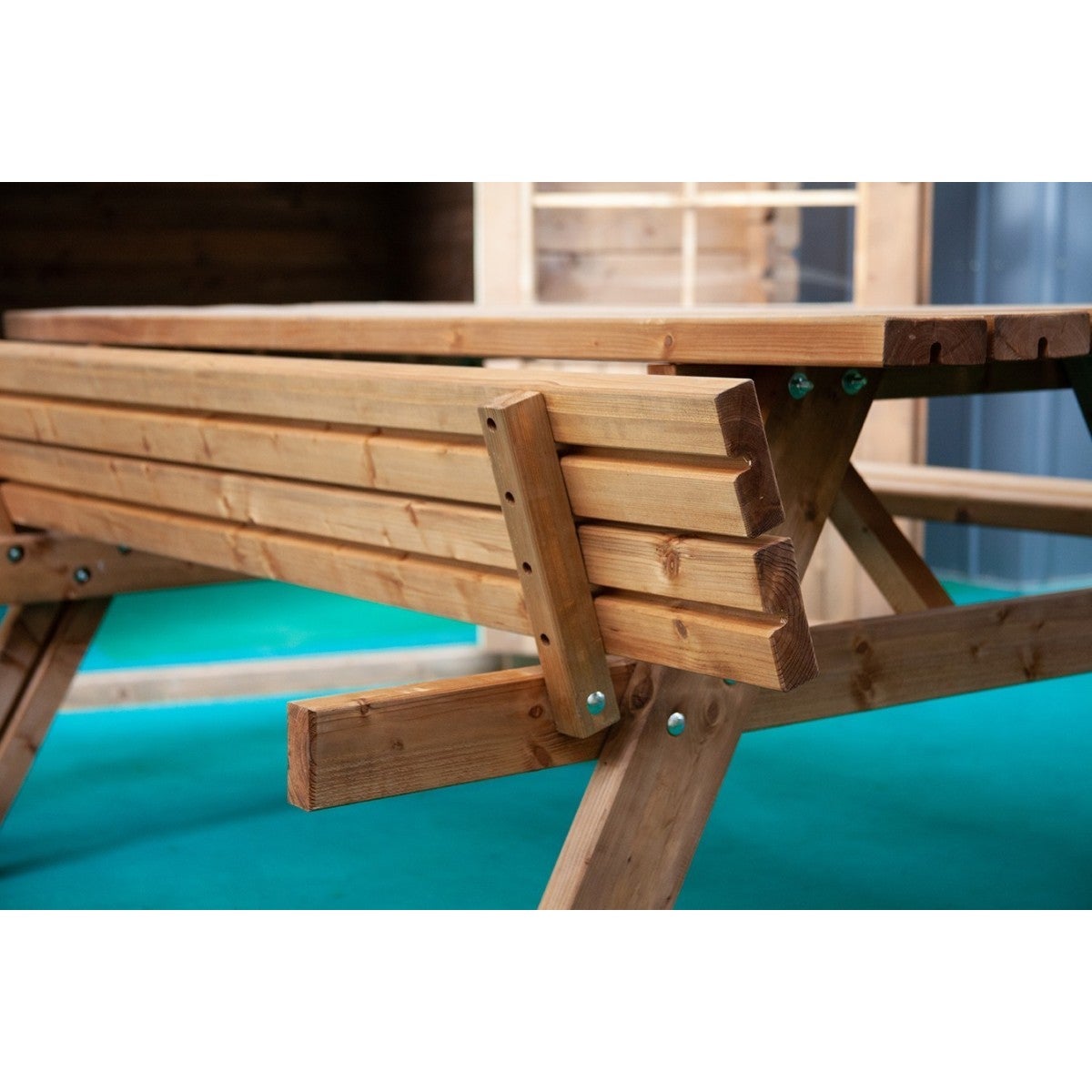 Tavolo da Pic Nic Tavolino in Legno con Panche Picnic Giardino Campeggio Esterno - 2