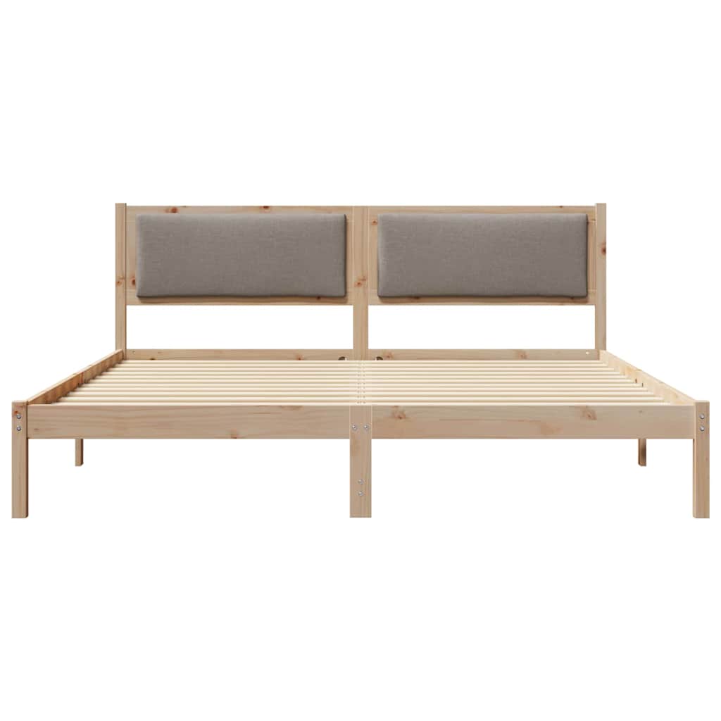 Cadre de lit avec tête de lit en pin massif taupe pour la chambre, 200 × 200 cm - 5