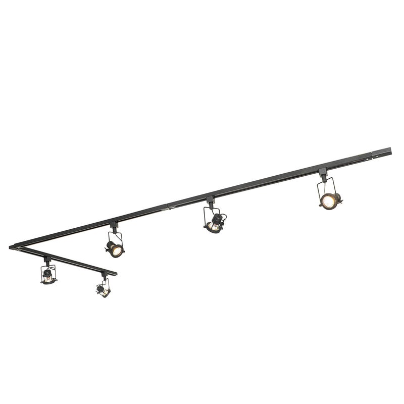 Inteligentny system szynowy czarny 1-fazowy w tym 5 żarówek Wifi GU10 - Suplux