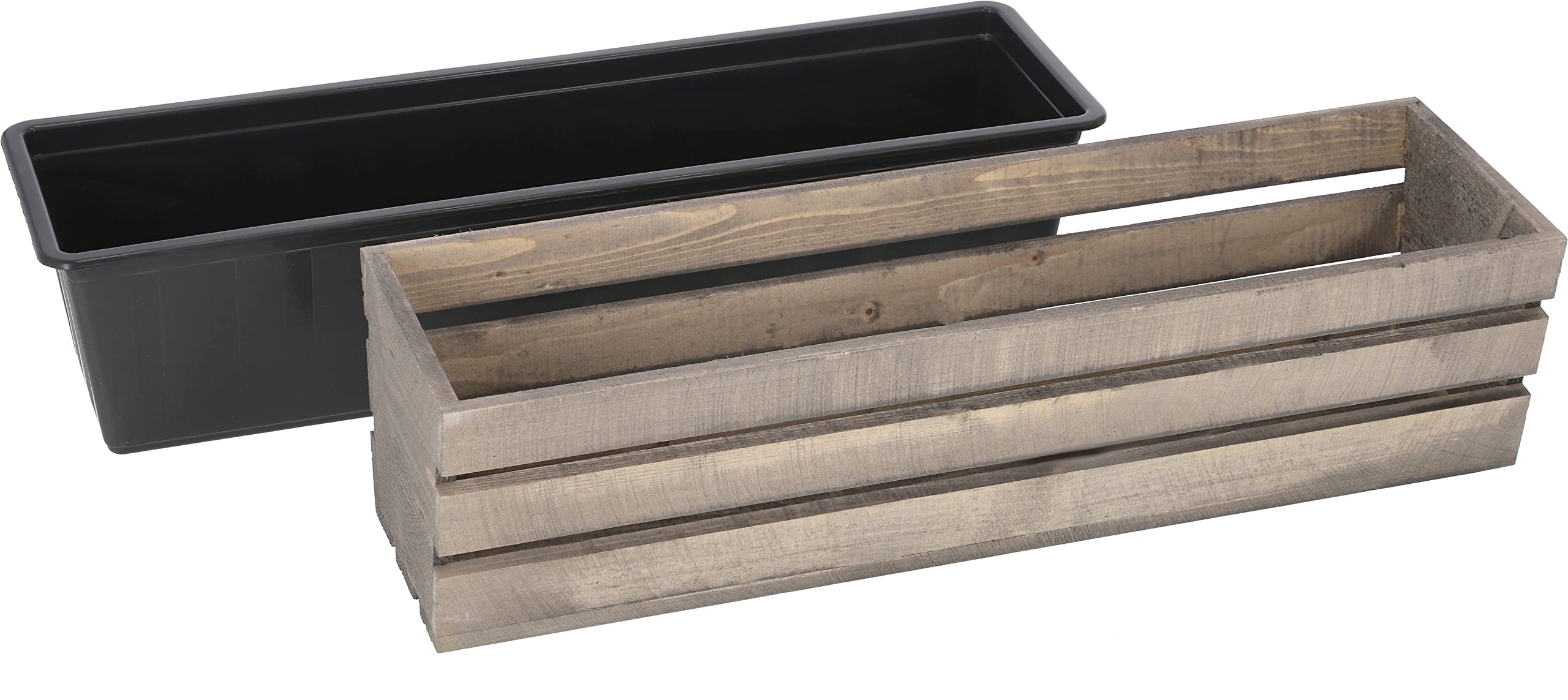 Jardinière en Bois avec Insert en Plastique Gris 60 x 18 x 15 cm - KOTARBAU - 3