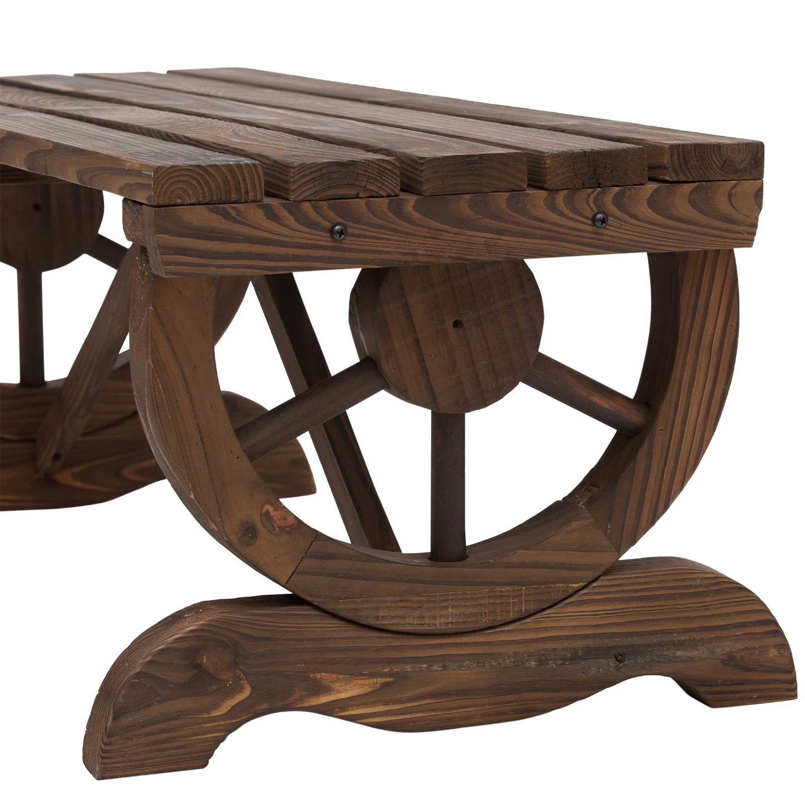 Banco de jardín - Patas en forma de rueda - Madera de abeto - Marrón (98x50x39,5) - 7