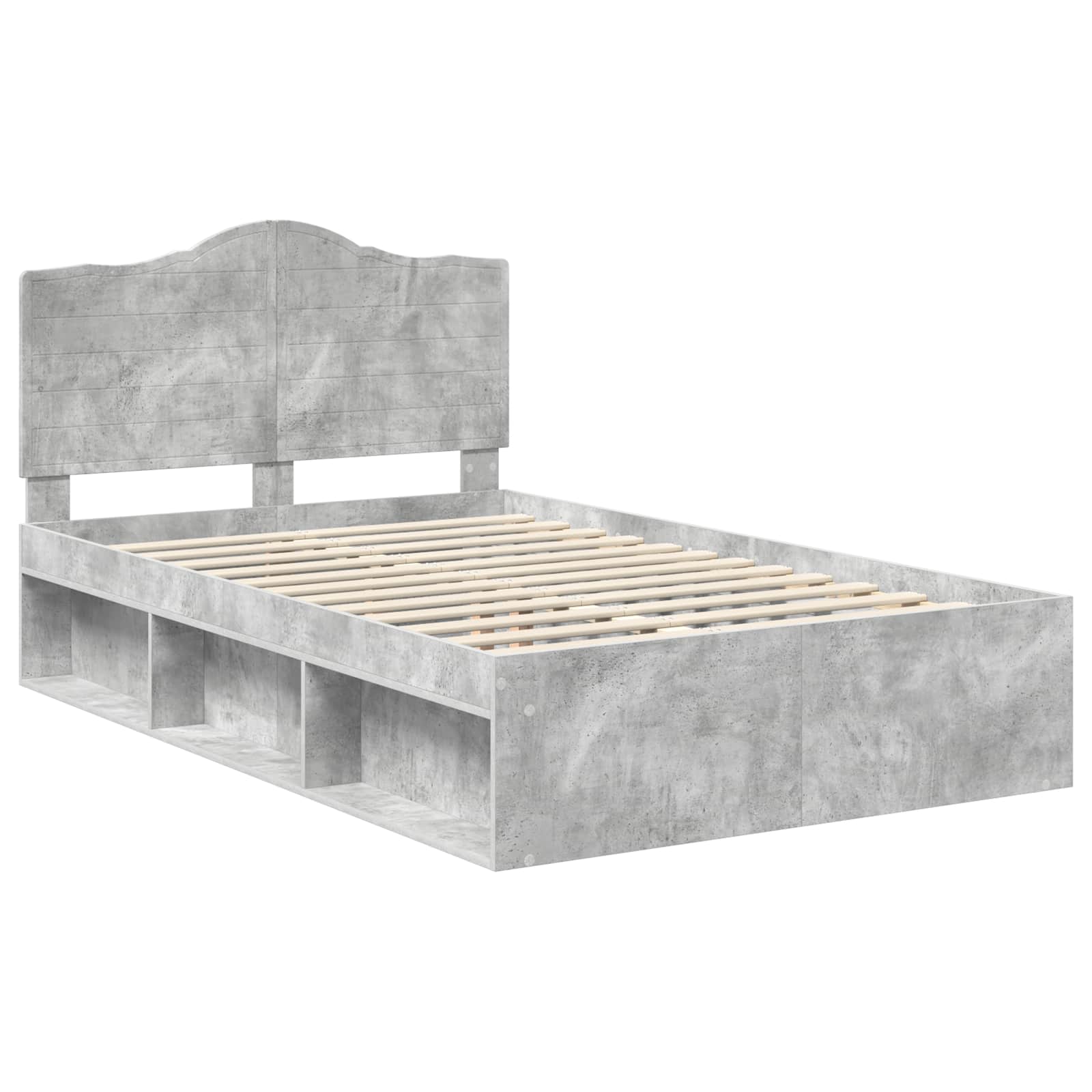Cadre de lit Gris Béton 135 x 190 cm Pin massif - 4