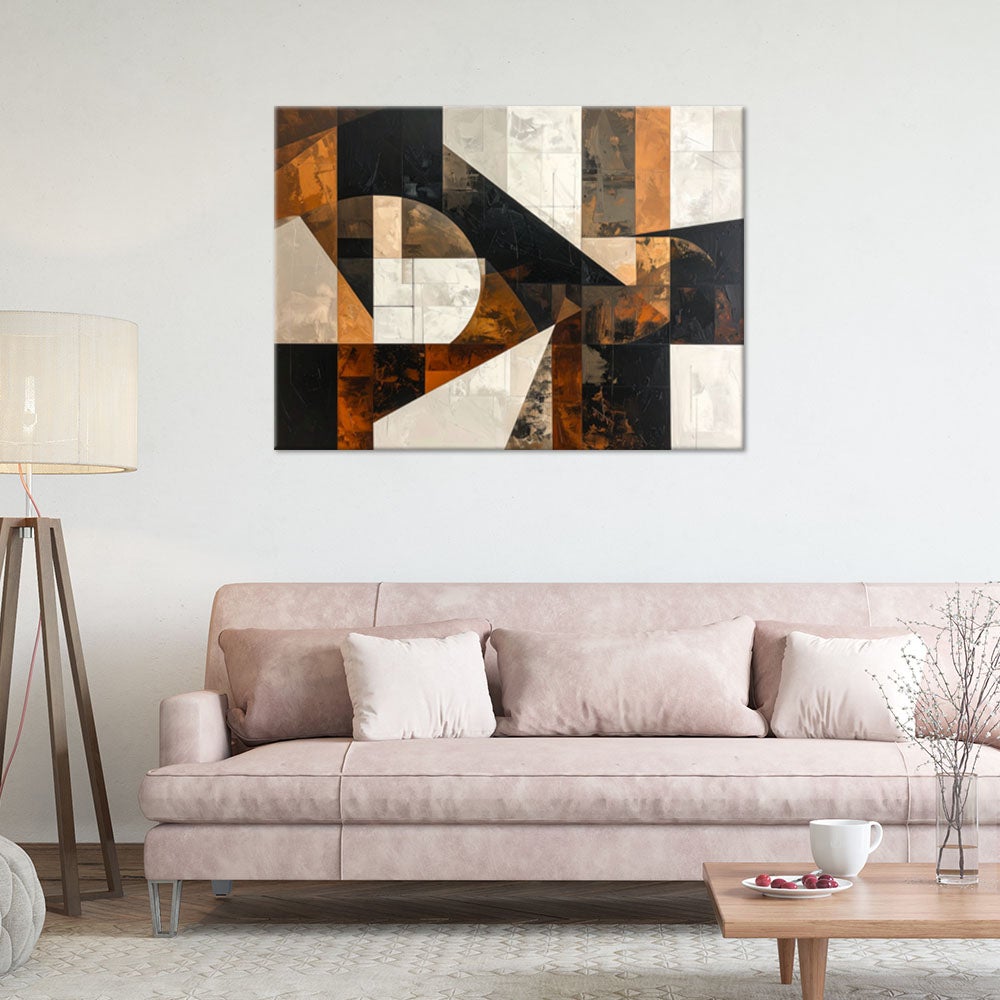 Obraz do salonu sypialni biura loftu, Geometryczna abstrakcja tekstura brązowy 100x70