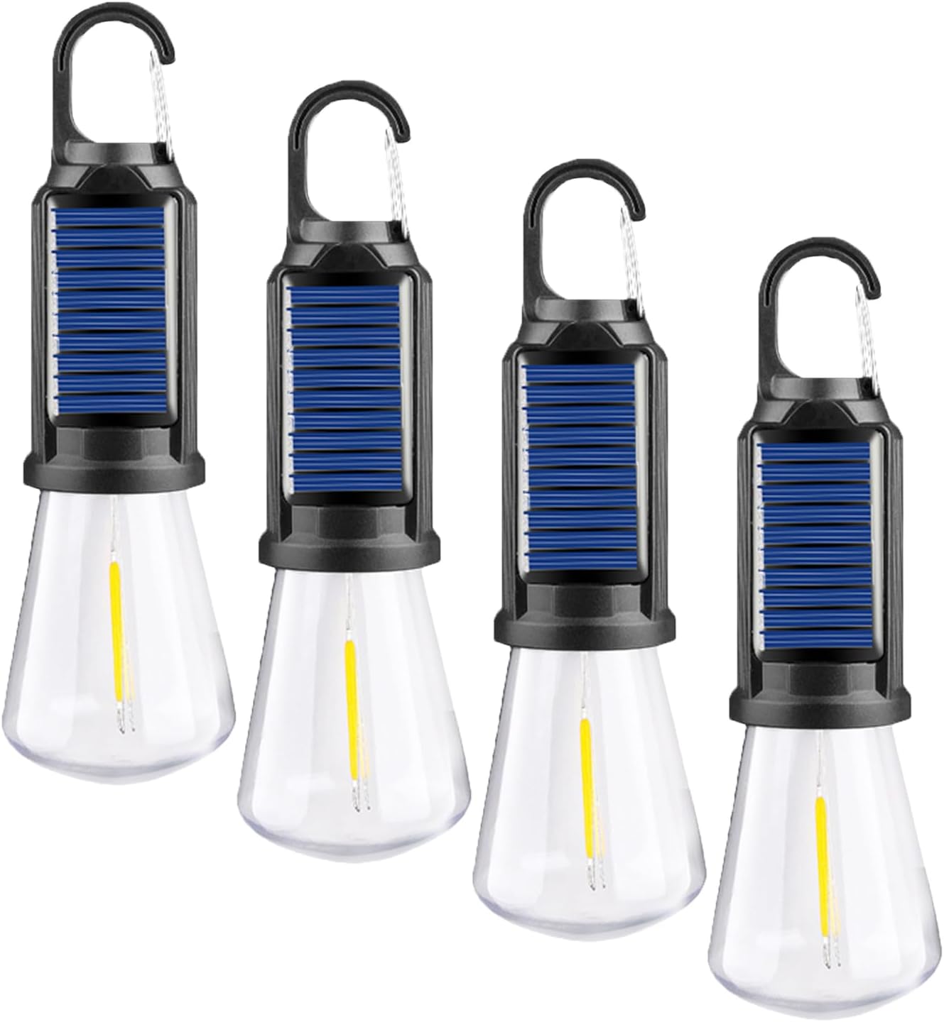 Zestaw 4 akumulatorowych lampek kempingowych LED do użytku na zewnątrz (płaska głowica)