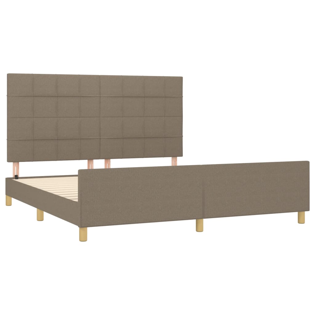 Cadre de lit sans matelas taupe 180x200 cm tissu - 4