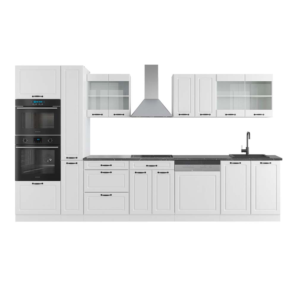 Vicco Szafka kuchenna R-Line, Biały dom wiejski/biały, 350 cm z wysoką szafką, BP Antracyt