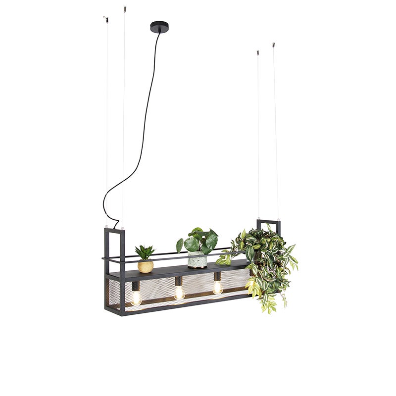 Lámpara colgante industrial negra con malla 4 luces - Cage Rack | Leroy ...