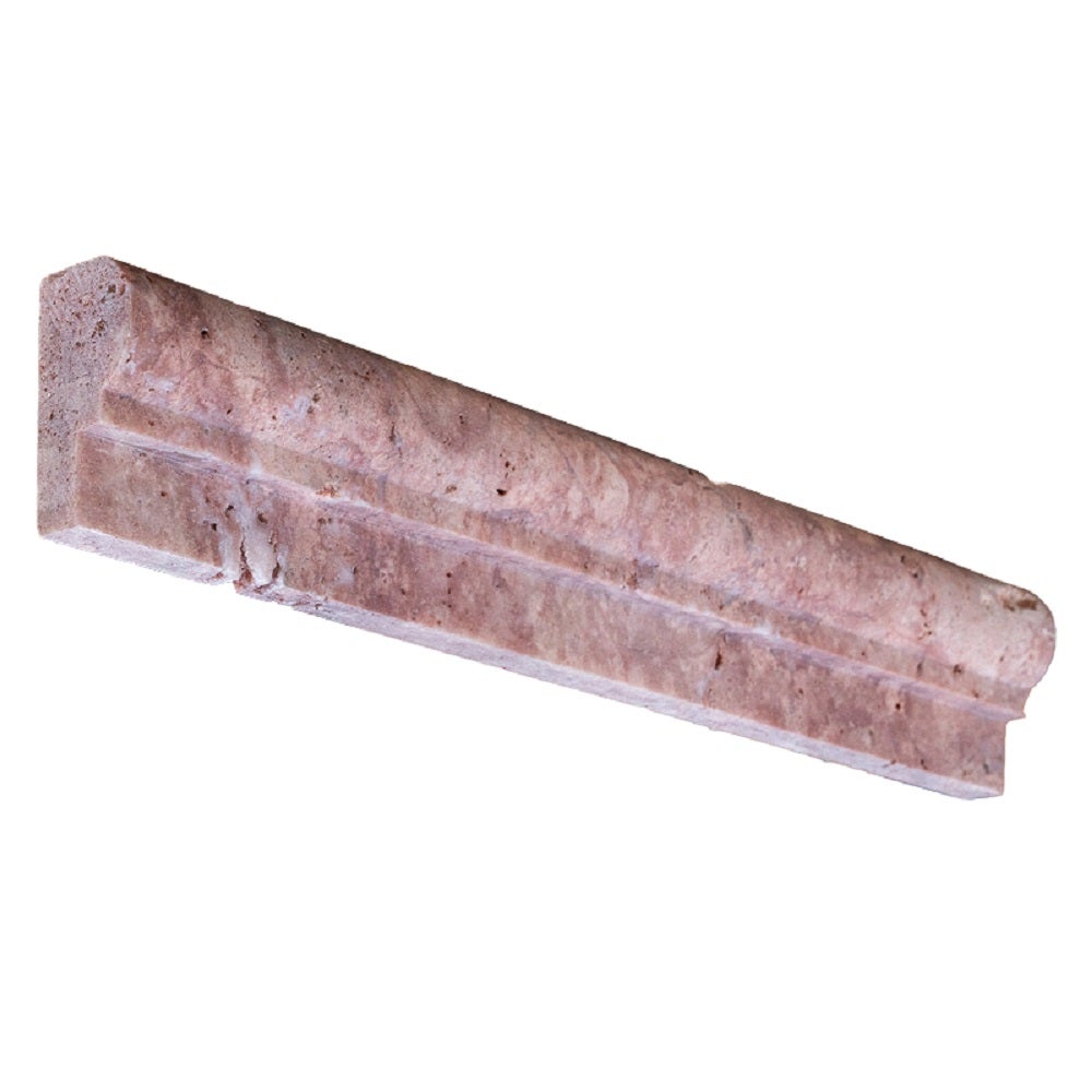 Corniche en travertin Rouge - 4,8 x 2,3 x 30,5 cm - Pack de 10 unités - C-NEGOCE - 2