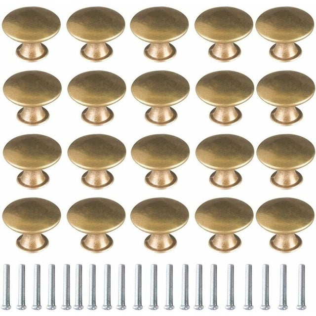 Manijas de puerta de latón, 20 piezas, manijas de latón vintage, pomos para gabinetes, manijas para puertas de cajones