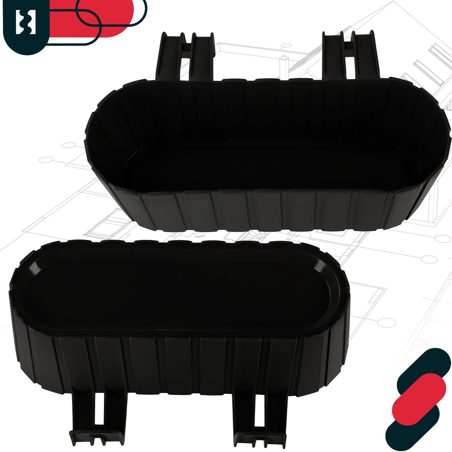 Fioriera da Esterno - Vasi per Piante da Esterno - 40 x 15 x 15 cm - Fioriera da Balcone - Rettangolare - PVC - Marrone - con Supporto - KOTARBAU - 6