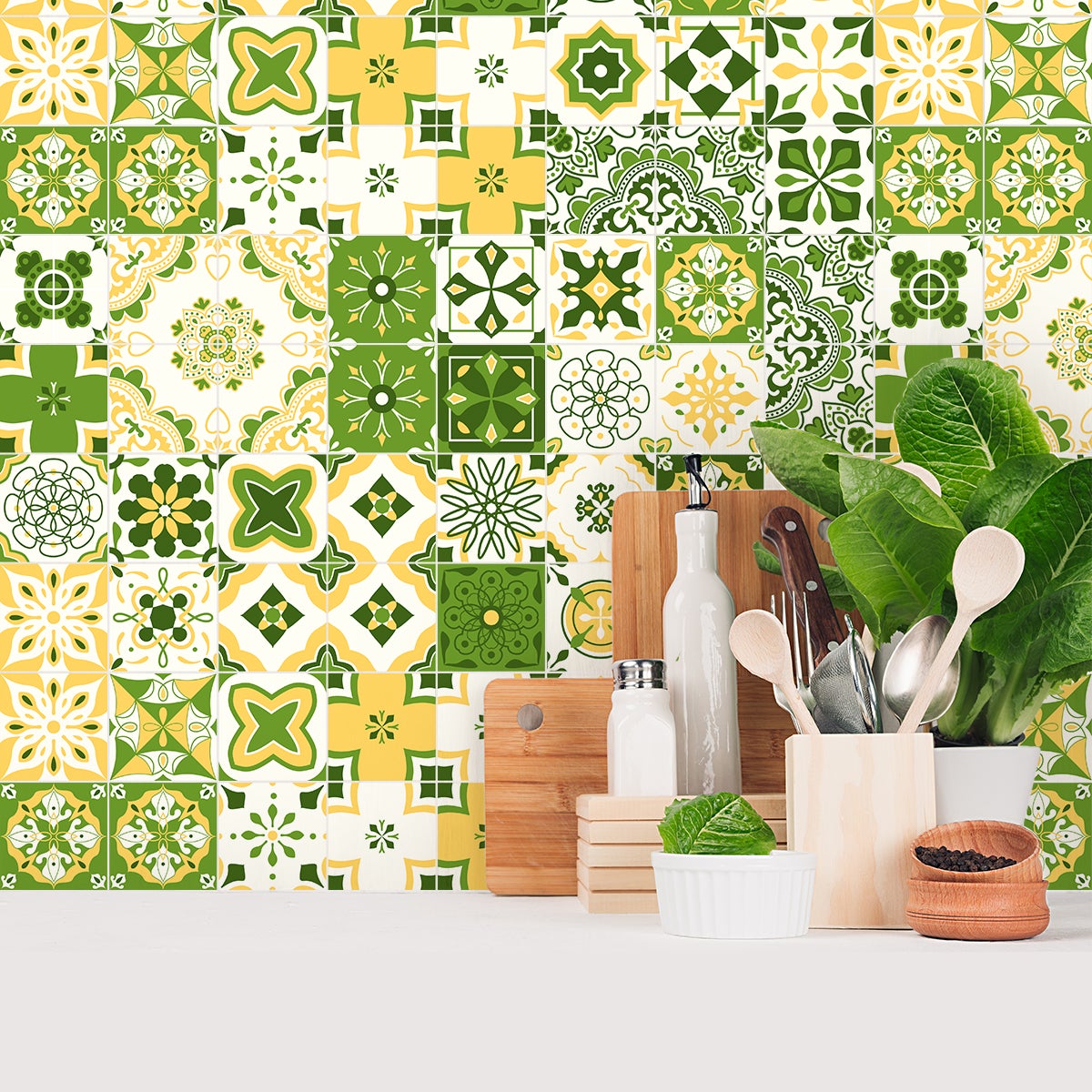 9 adesivi piastrelle di cemento azulejos prisca - Sticker adesivo - adesivi murali - 9stickers10x10cm - 3