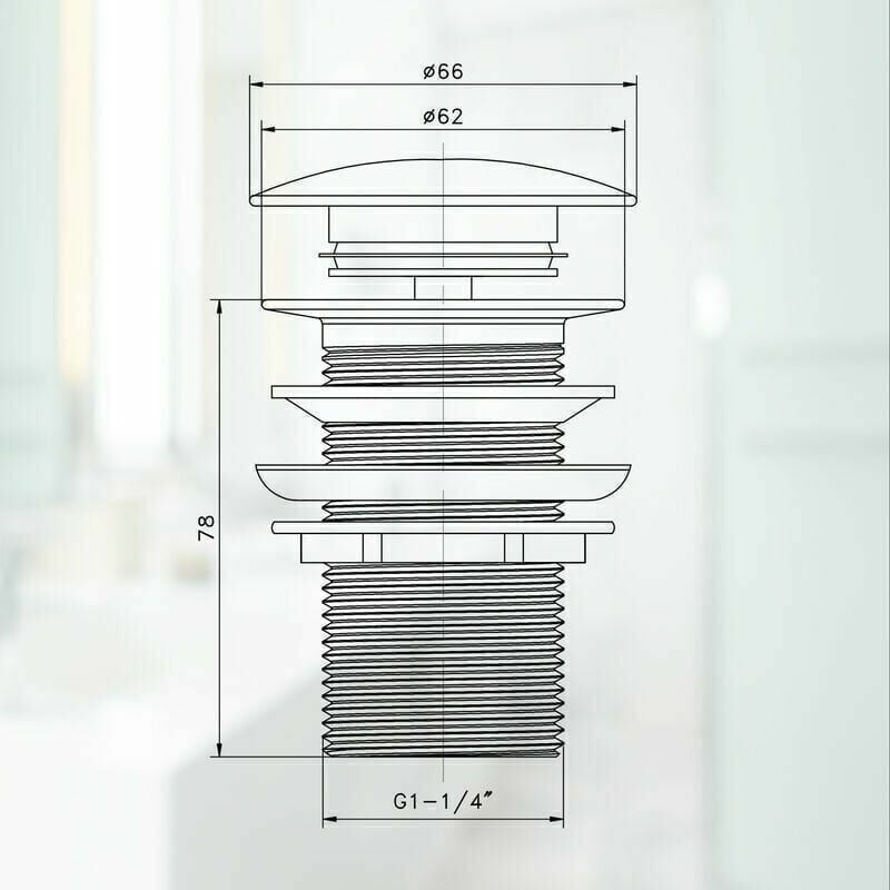 Bonde de Lavabo Pop-up sans Trop-Plein en Laiton Chromé G 1-1/4, équipée d'un Système d'Ouverture et de Fermeture Facile à Bouton-Poussoir. - 4