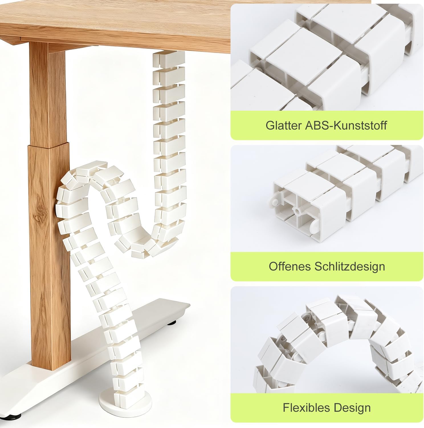 Colonne Vertebrale Cable Management Guide-Câbles Carré Gaine Cable De Bureaux à Hauteur Réglable Et Fixe 125mm Slim Line Guide-Câbles Carré pour Burea - 5