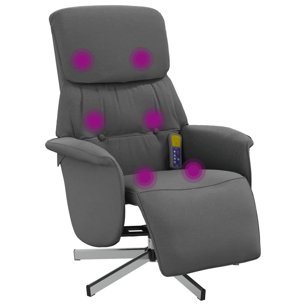 Sillón reclinable de masaje | sillón de relax | silla de relax con reposapiés tela gris oscuro cfw997775