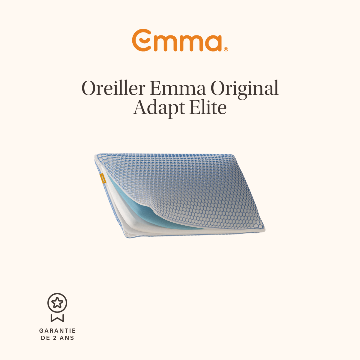 EMMA | Oreiller Emma Original Adapt Elite 40x70 cm | Mémoire de Forme Ergonomique | AirGrid® Ultra Respirant| Housse Lavable - 8