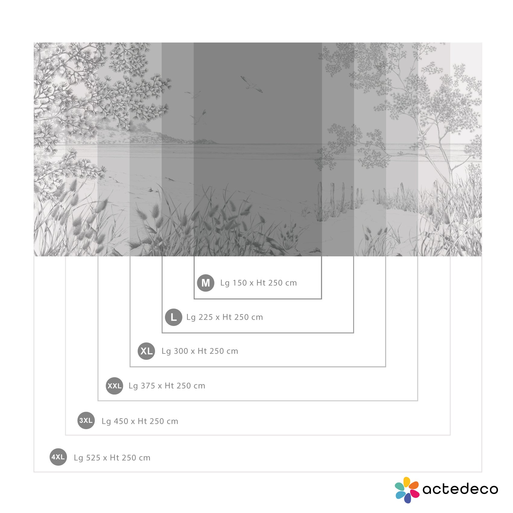 Papier peint panoramique Côtes Sauvages, Noir et blanc 150 x 250cm - 4