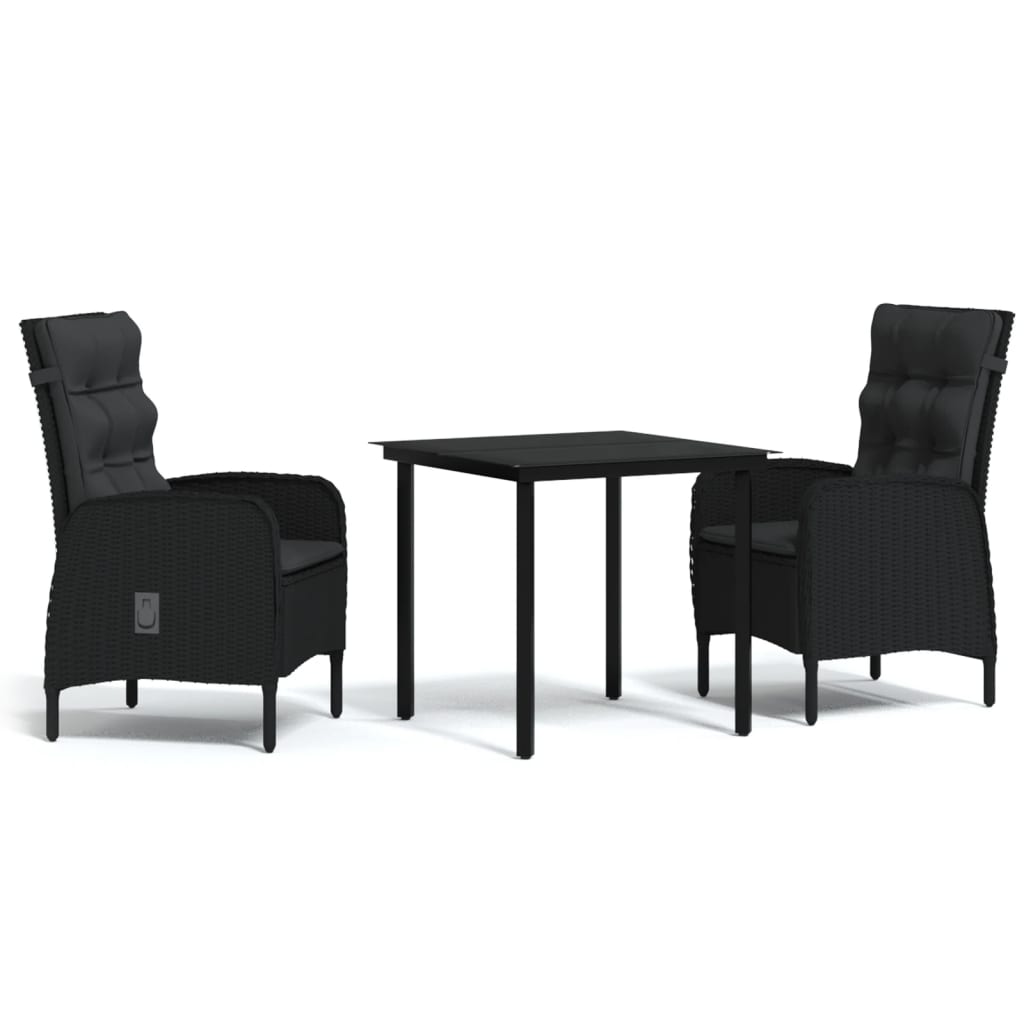 Maison Exclusive - Set da Pranzo da Giardino 3 pz con Cuscini Nero - 2