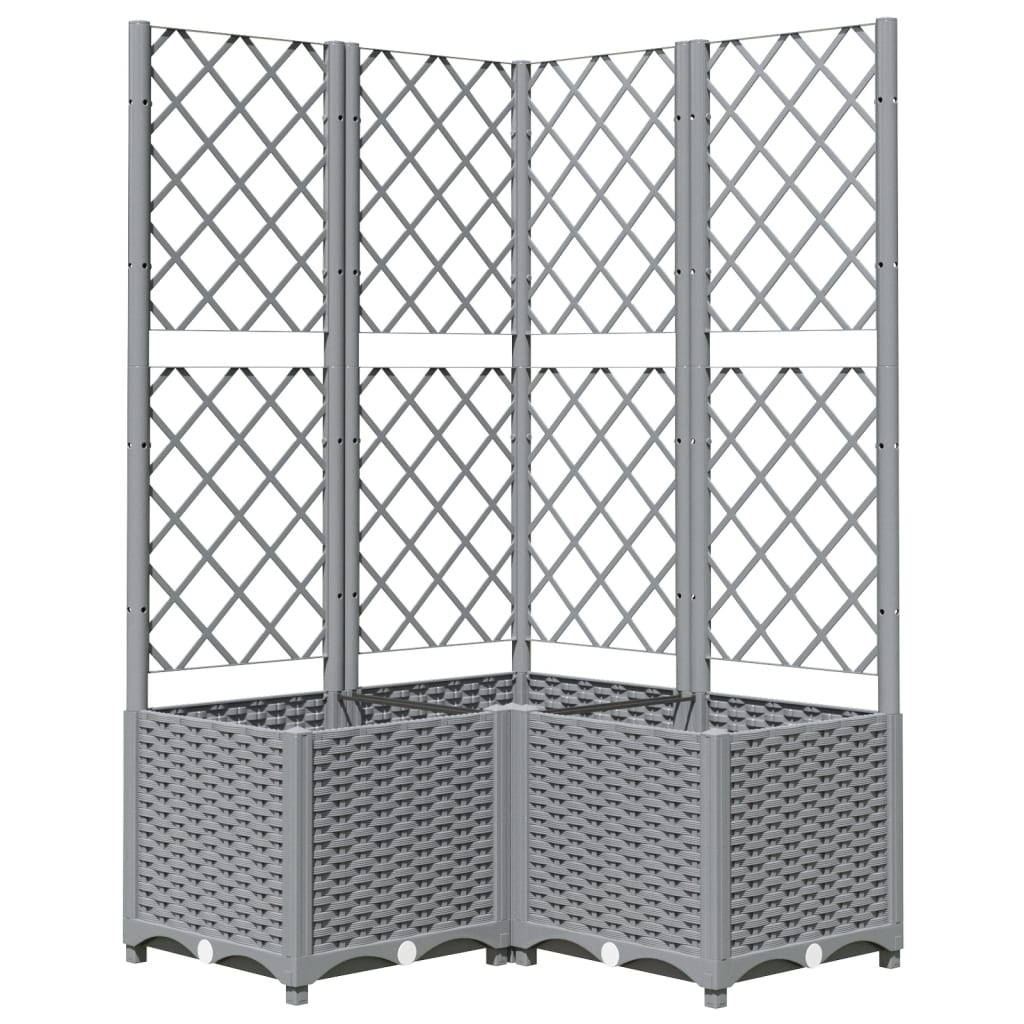 Maison Exclusive - Vaso/floreira jardim c/ treliça 80x80x136 cm PP cinzento-claro - 2