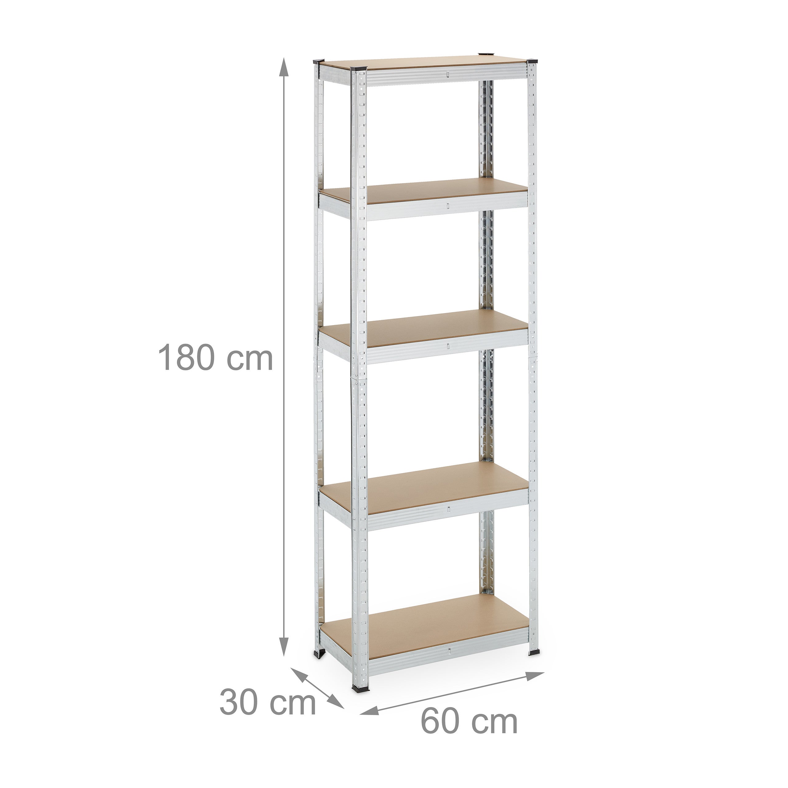 Étagère charge lourde, HxLxP: 180 x 60 x 30 cm, 500 kg, acier galvanisé, rangement cave, à monter, argenté, Relaxdays - 4