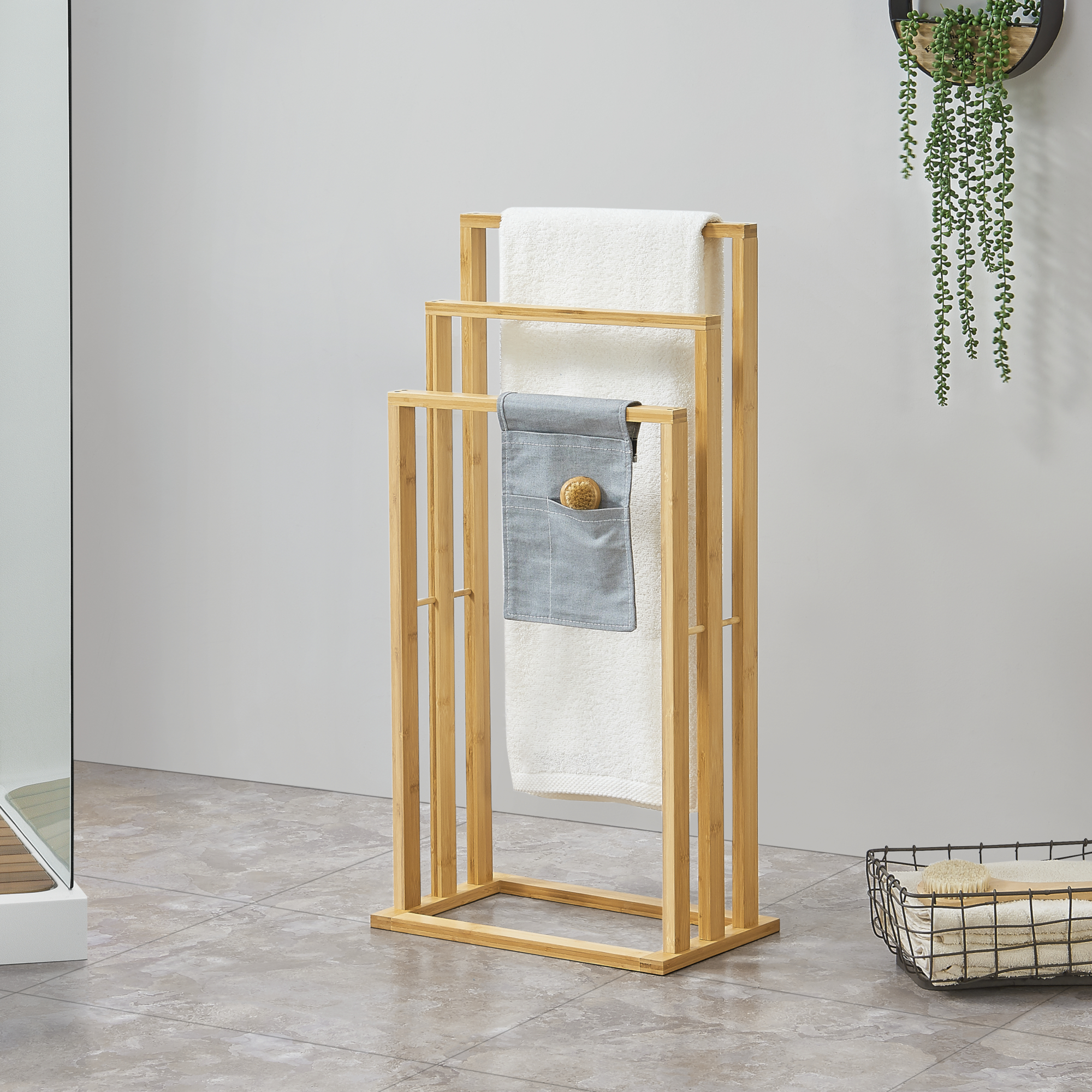 Portasciugamani In Bamb&ugrave; A 3 Livelli Rita - Per Bagno E Camera