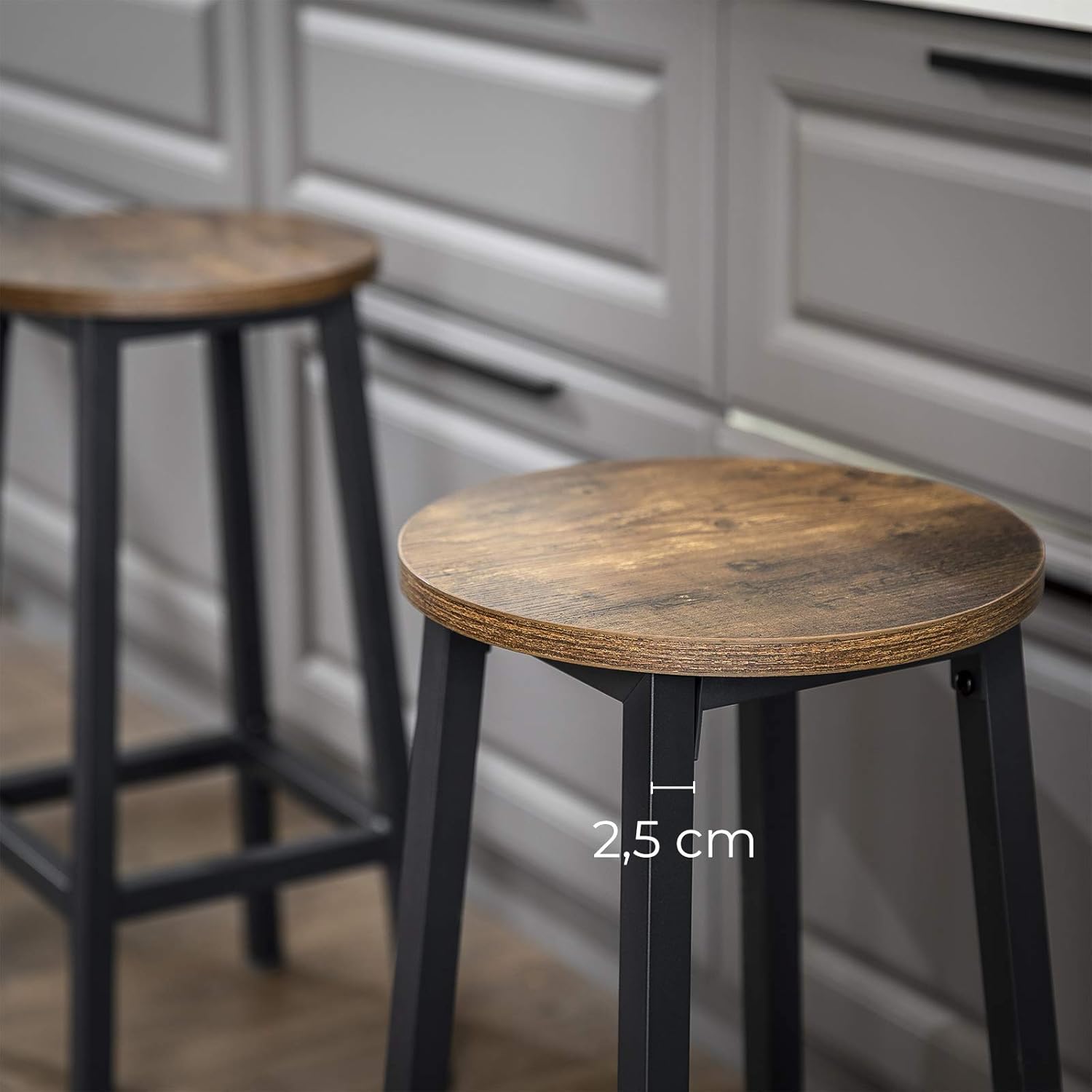 Tabouret De Bar, Lot De 2, Hauteur 65 Cm, Style Industriel, Marron Rustique - 4