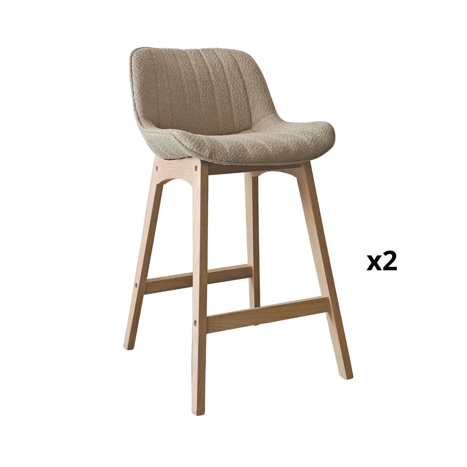 Lot de 2 chaises hautes de cuisine en Tissu bouclette MILK - 2