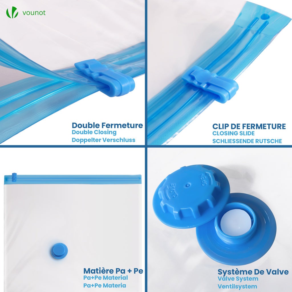VOUNOT® Set di Sacchetti Sottovuoto per Vestiti Salvaspazio