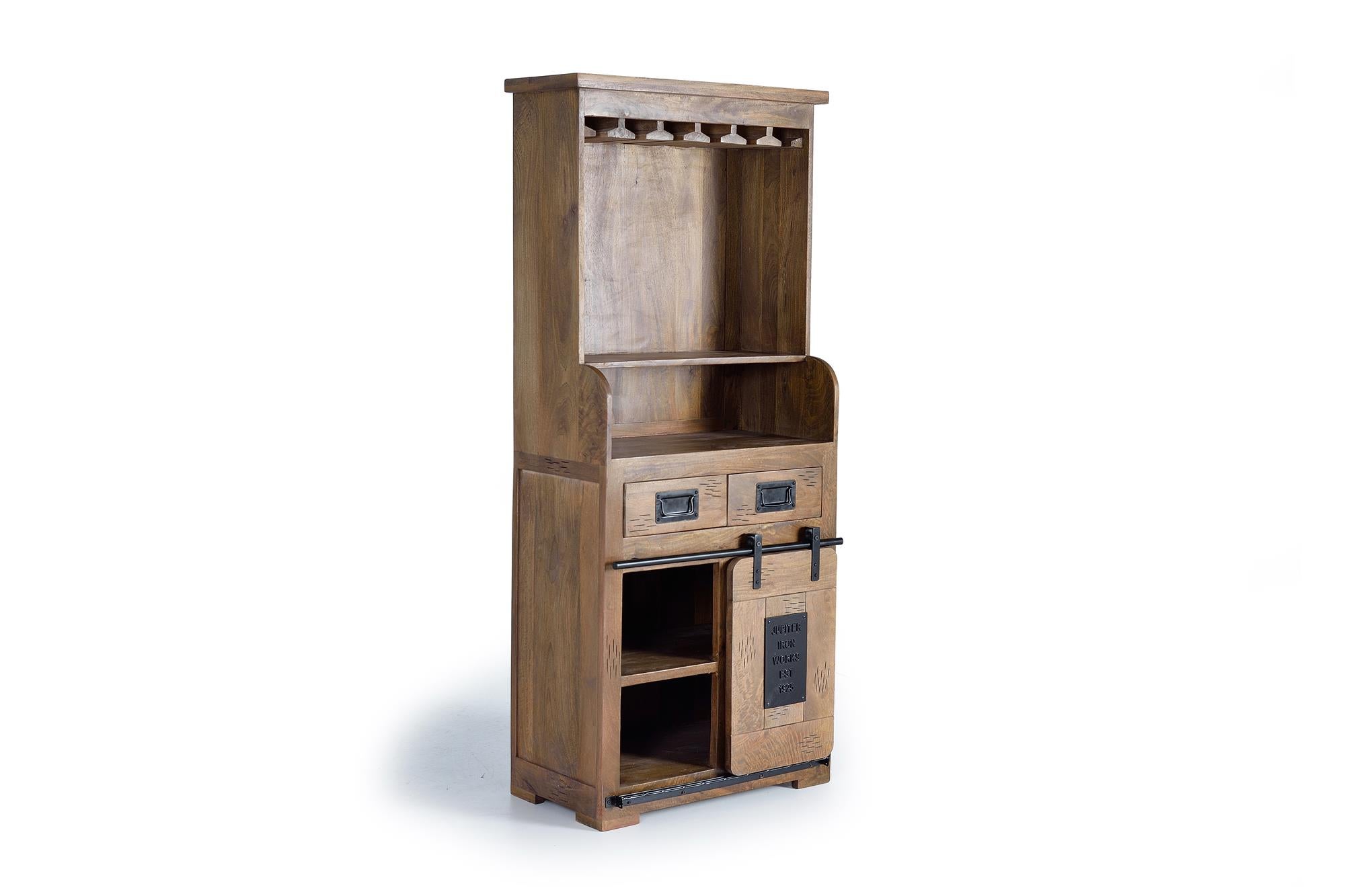 Porte-bouteilles en manguier bois et metal
