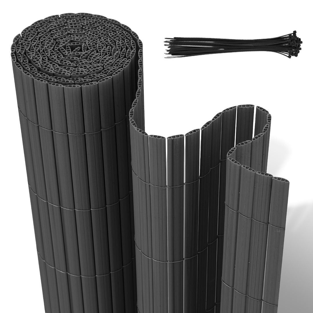 Solidna mata PVC – Zewnętrzna osłona prywatności do ogrodu, tarasu i ogrodzenia Szary 80 x 300cm