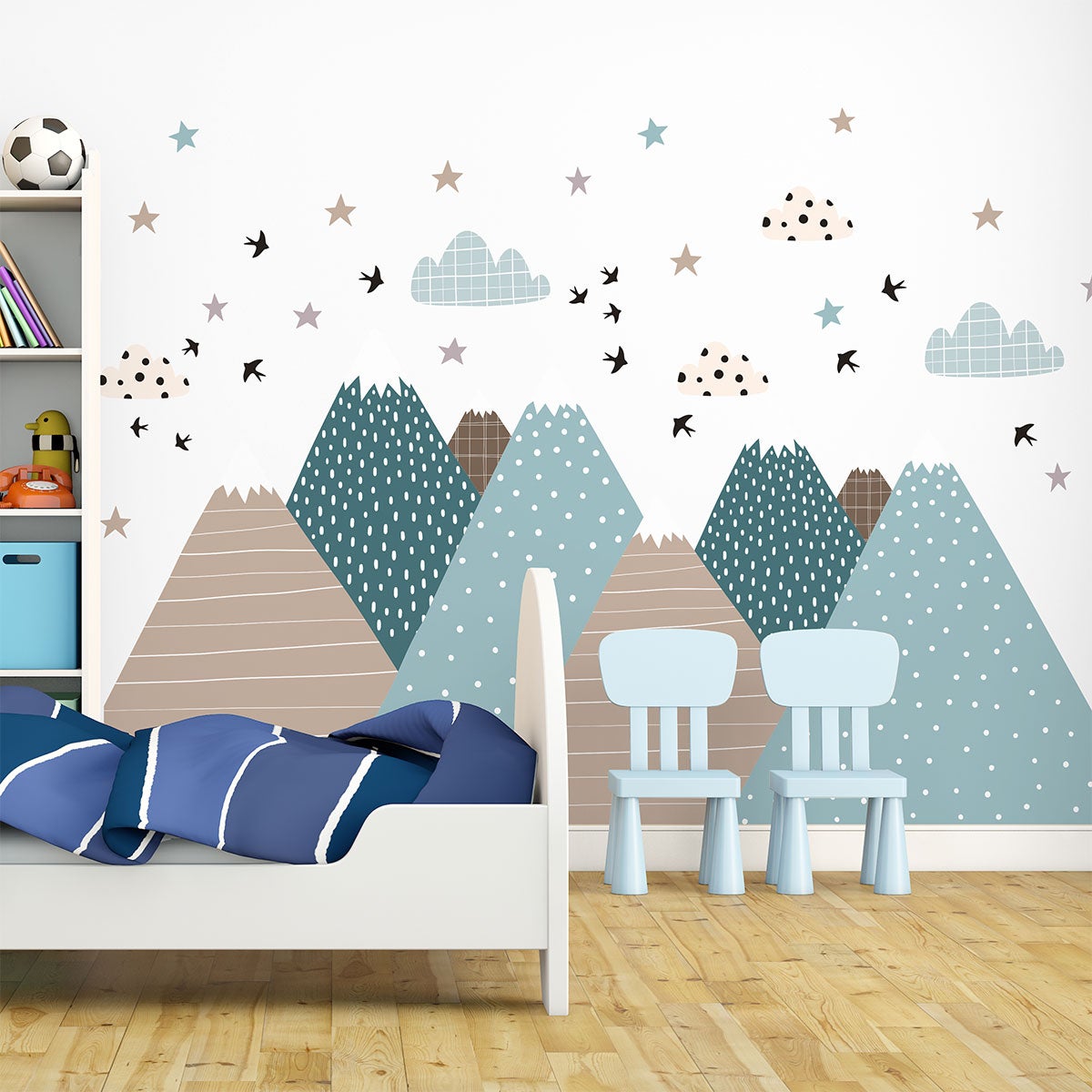 Vinilo niño escandinavo de montaña vika - adhesivo de pared - revestimiento sticker mural decorativo - 120x180cm - 3